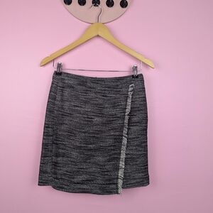 Ann Taylor Loft Petites Black & White Tweed Fringe Mini Skirt